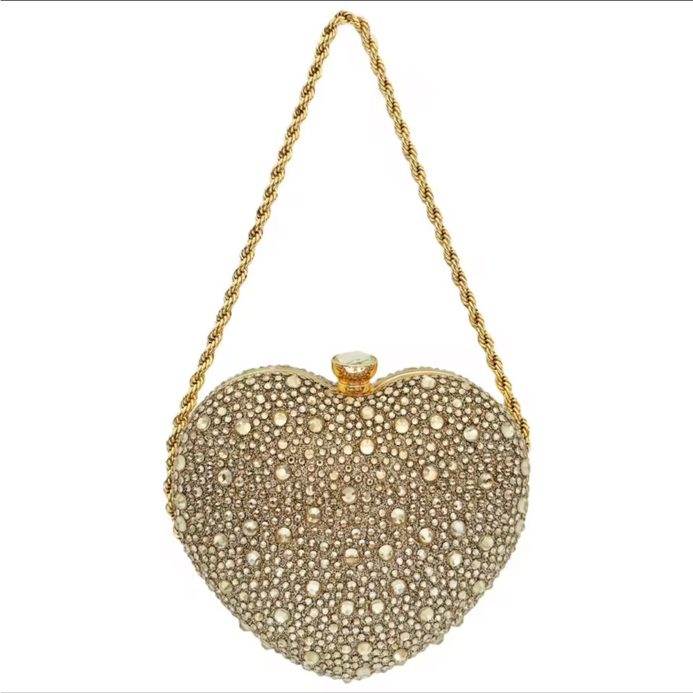 Heart Shaped Clutch/Evening Bag w Crossbody Strap